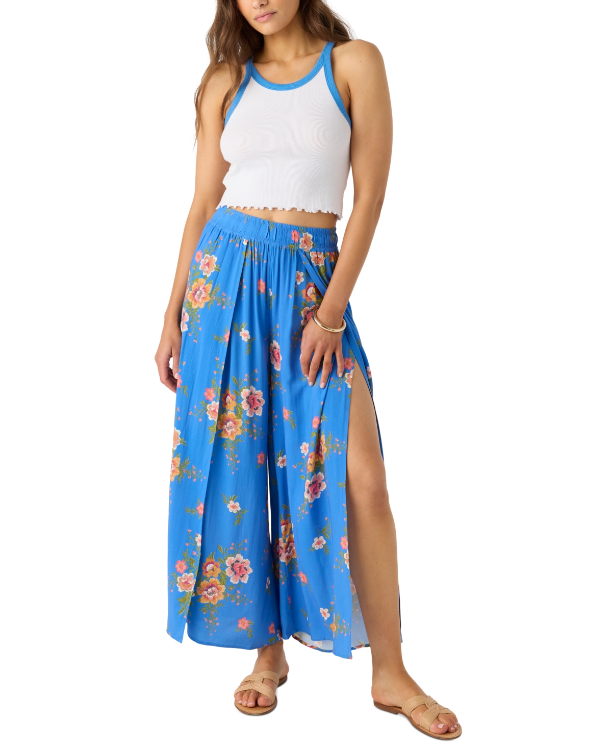 Juniors' Tamara Rio Floral-Print Woven Pants - Regatta