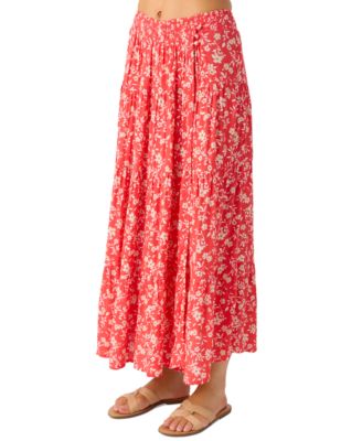 Juniors' Luciana Printed Smocked-Waist Tiered Skirt