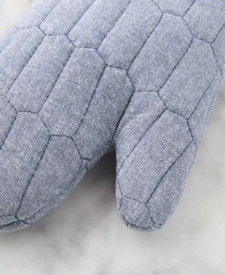 Honeycomb Quilted Chambray Oven Mitt Set, 7" x 13"