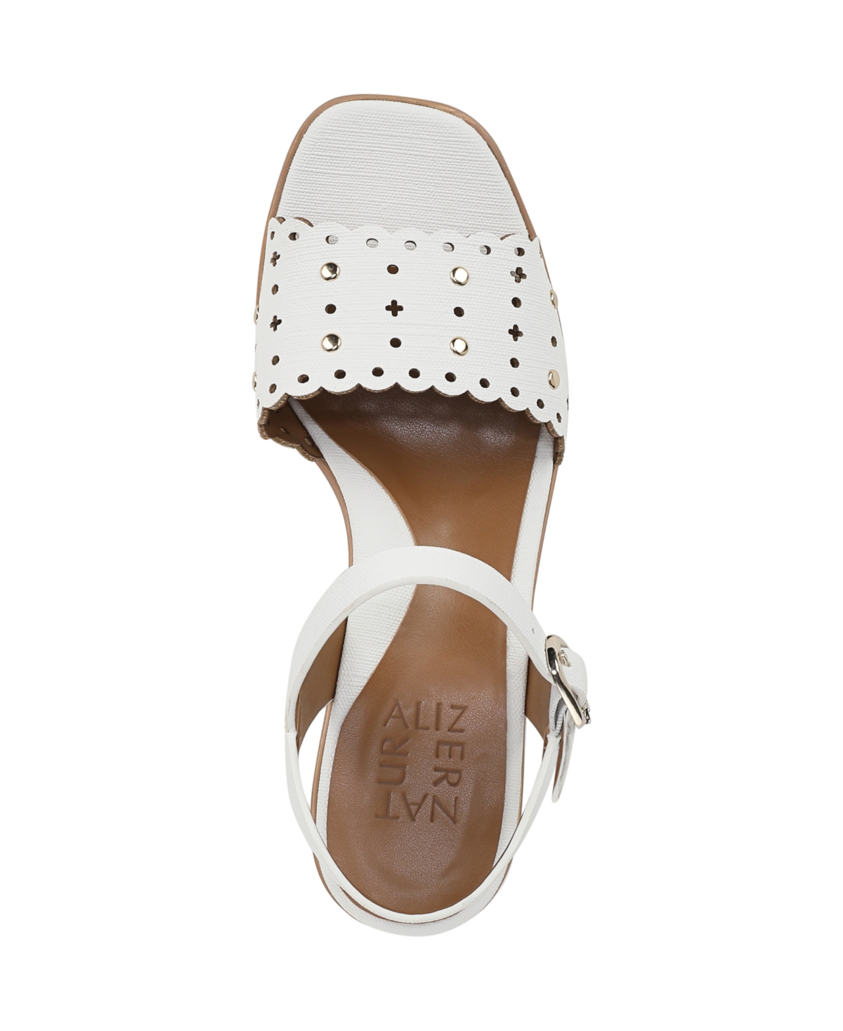 Naturalizer Women's Kira Block Heel Square Toe Platform Sandals In White Faux Leather