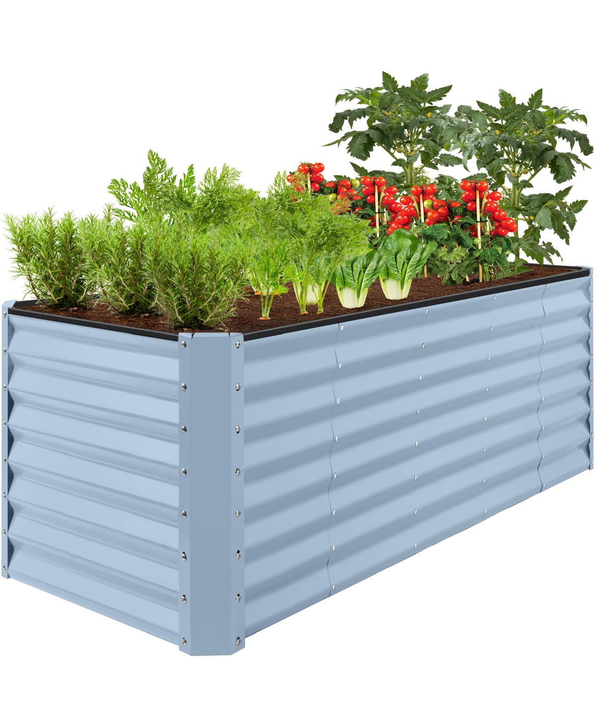 8x2x2ft Outdoor Metal Raised Garden Bed, Planter Box for Vegetables, Flowers, Herbs - Mist blue