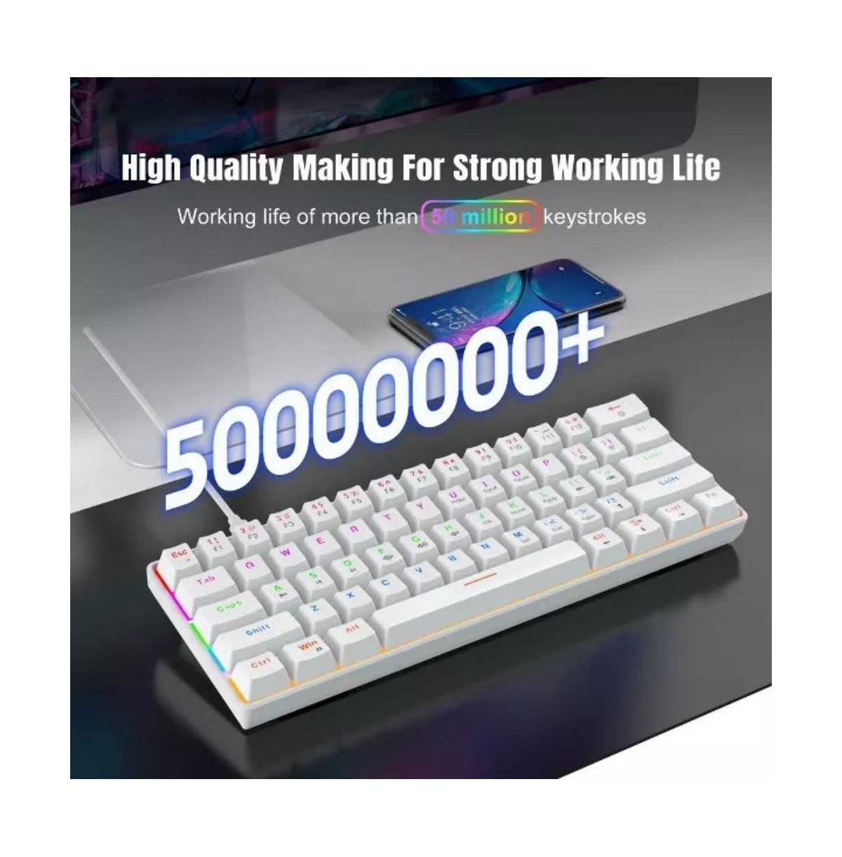 60% Mechanical Gaming Keyboard, Red Switch, Wired Gaming Colorful Backlit Gaming Keyboard, Pudding Keycaps Compact