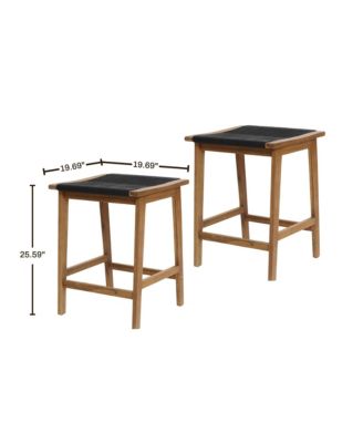 Outdoor Acacia Wood  Counter Height Stools, Set of 2