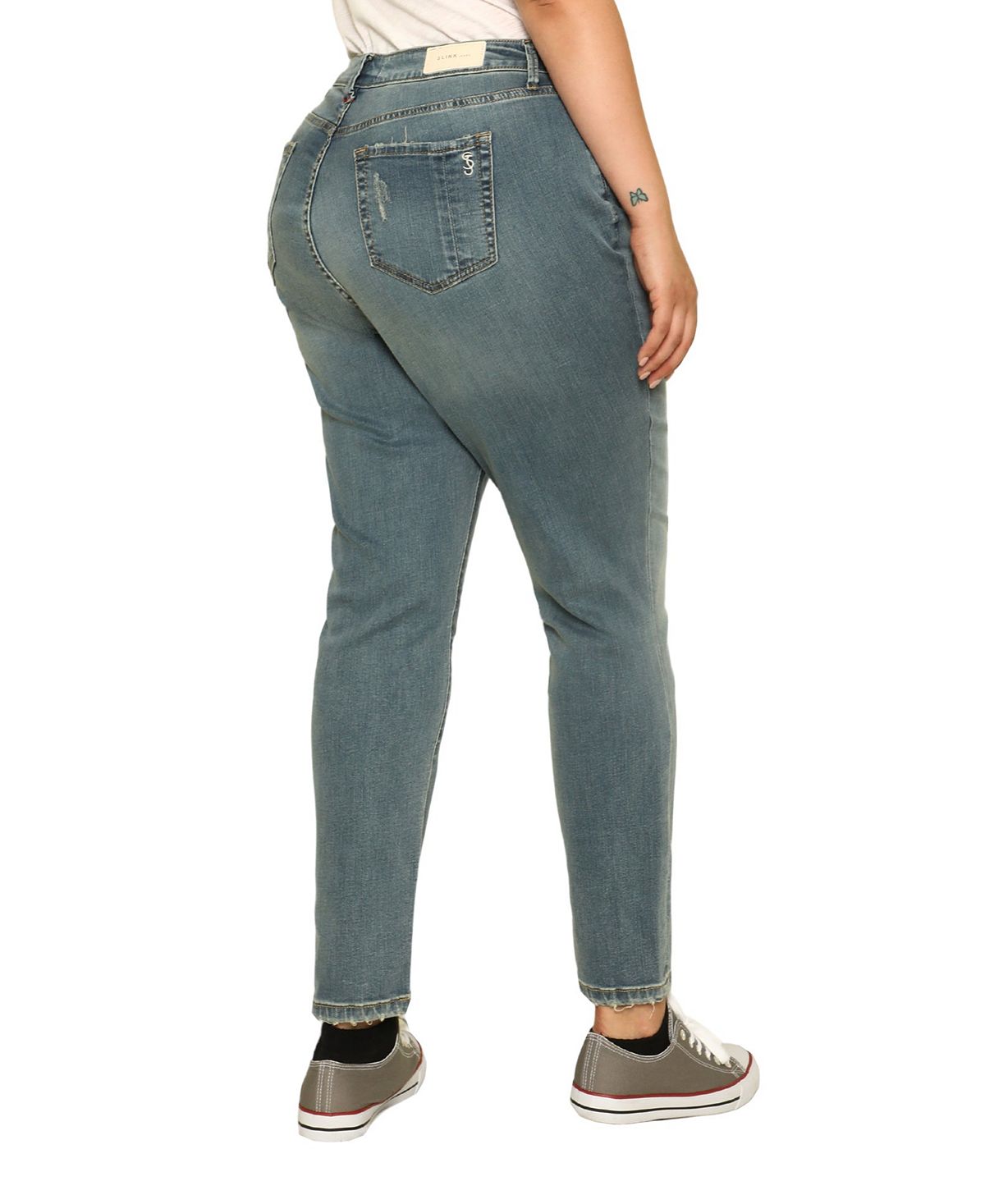 SLINK Jeans Plus Size Denim High Rise Ankle skinny in 28" inseam - Ariah view 2 — MAYCSS fashion products