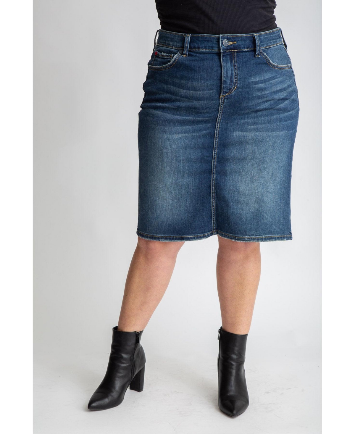 Plus Size Denim knee length skirt in 23" length - Virginia