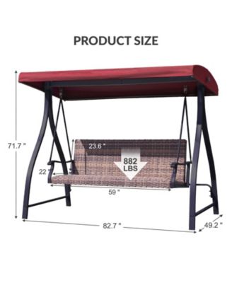 Outdoor Rattan Patio Swing with Adjustable Canopy, Built-in Quick-drying Foam Seat, Stylish Design,for Porch,Garden,Yard