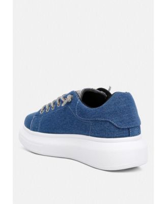 Womens Ena Rhinestone Embellished Denim Sneakers
