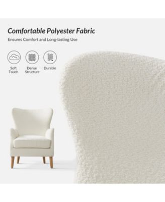 Caden 28.5" Modern Boucle Wingback Armchair With Solid Wood Legs