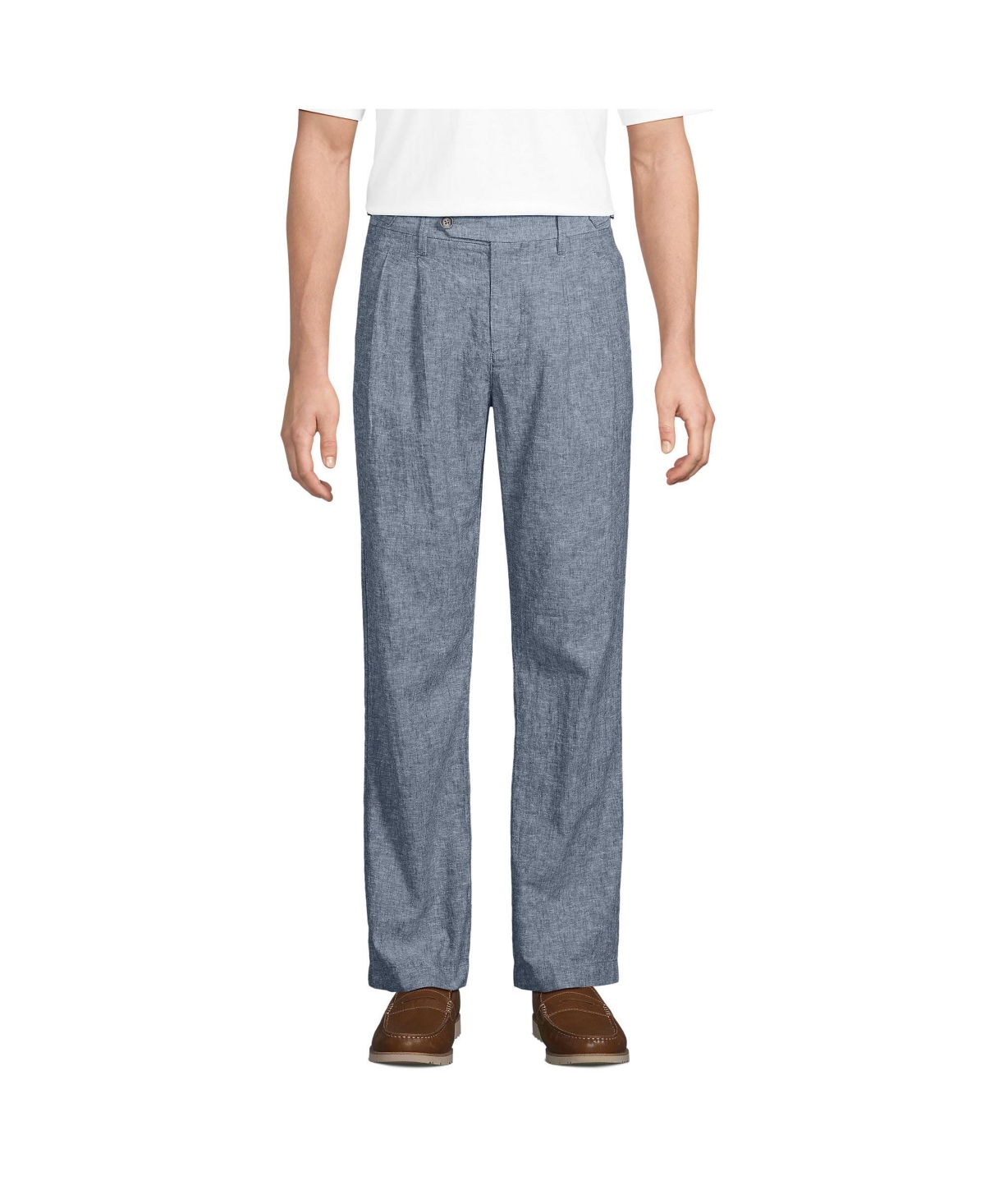 Men's Linen Cotton Pleated Relaxed Pants - Slate blue
