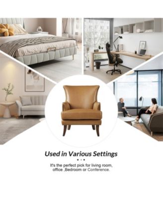 Aviles 29.2" W Leather Wingback Armchair