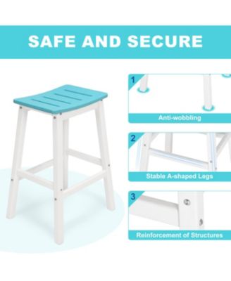 Set of 2 Height Bar Stools, HDPE Barstools for Patio, Kitchen Island & Outdoor Use
