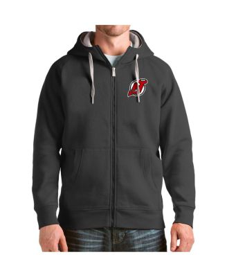 Antigua - Men's Charcoal New Jersey Devils Logo Victory Full-Zip Hoodie
