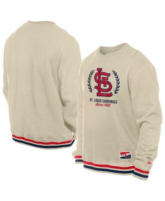 New Era - Men's Cream St. Louis Cardinals Throwback Pullover Sweatshirt