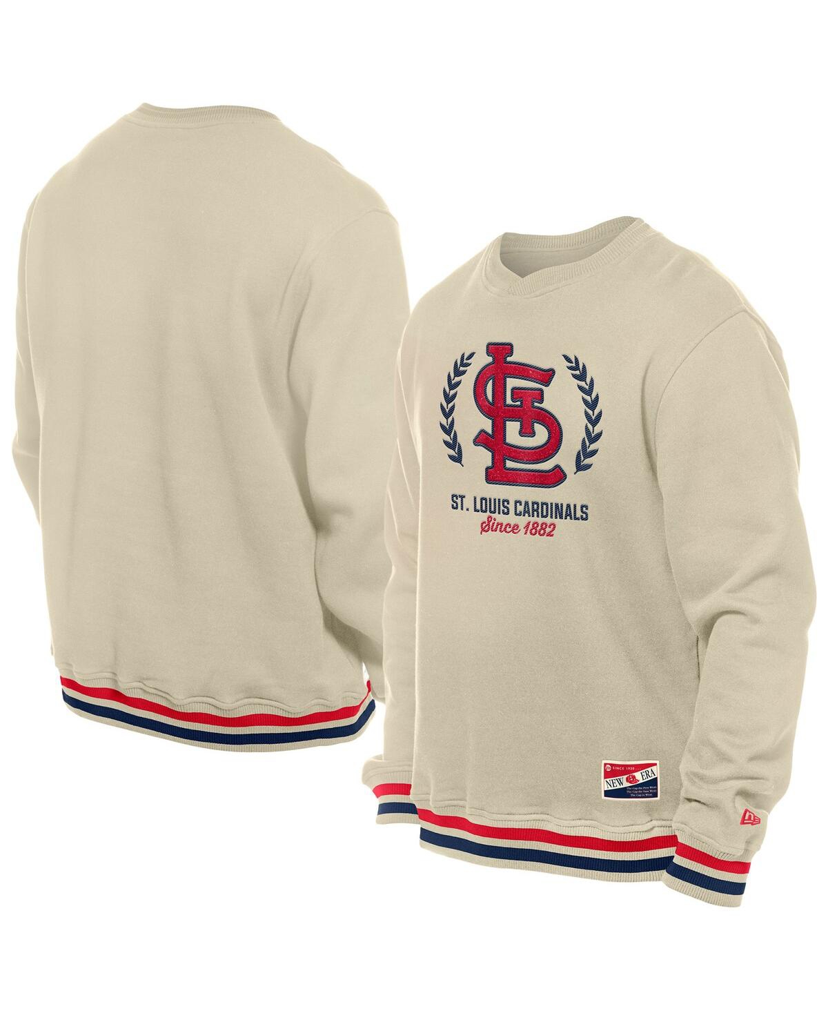 NEW ERA MEN'S CREAM ST. LOUIS CARDINALS THROWBACK PULLOVER SWEATSHIRT 
