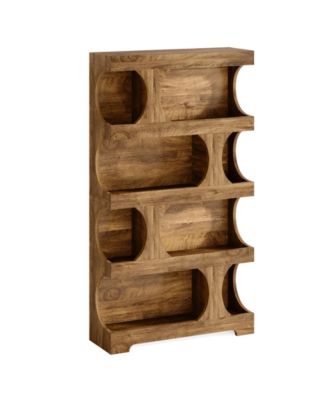 71" Tall Bookcase, 4-Tier S-Shaped Bookshelf, Wood Decorative Storage Shelving,Library Book Shelf Unit for Home Office Living Room Bedroom