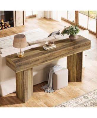 63-Inch Farmhouse Console Table, Narrow Long Sofa Table Behind Couch, Wood Entry Console for Entryway, Living Room, Foyer, Rustic Brown