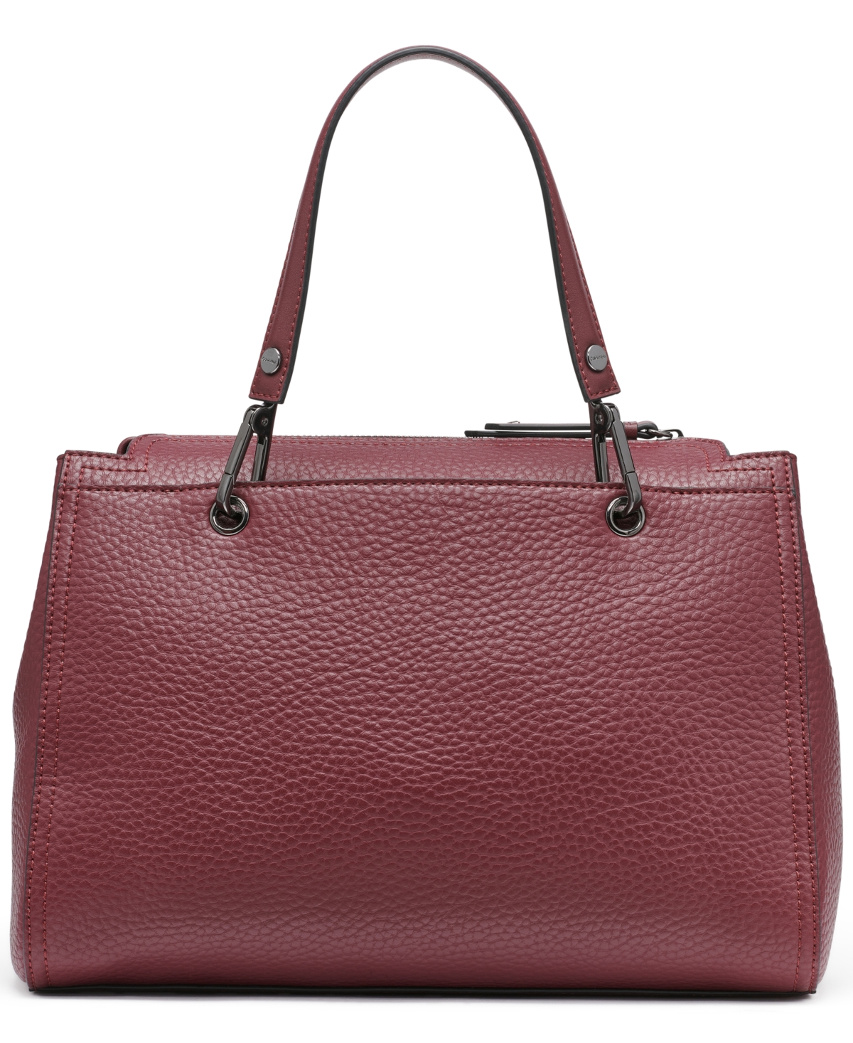 Calvin Klein Garnet Triple Compartment Top Zipper Satchel In Deep Rouge