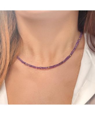 Amethyst Bead Necklace 14K Gold