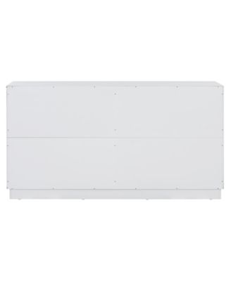 White Sideboard Cabinet with 4 Doors, Adjustable Shelves, and Silver Handles