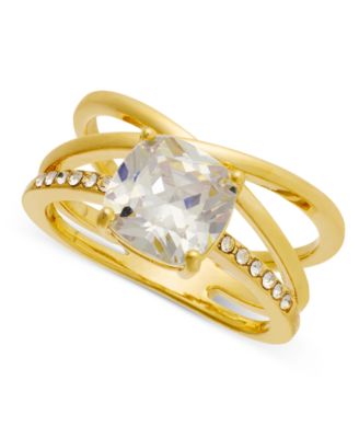 Gold-Tone Cubic Zirconia Triple-Row Crossover Ring, Exclusively at Macy's