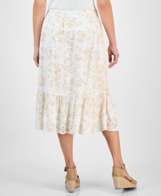Women's Printed Eyelet Tiered Skirt, Exclusively at Macy's