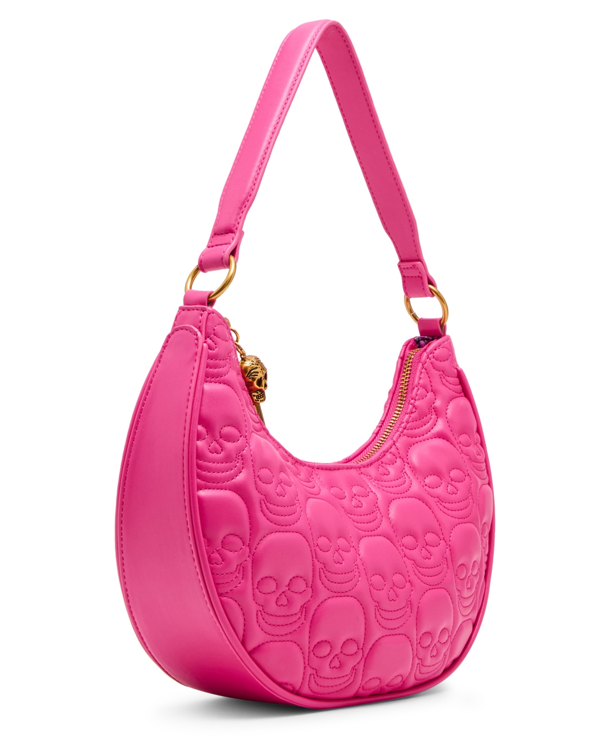 Betsey Johnson Skele-tease Zipper Shoulder Bag In Pink