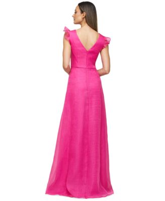 Women's Cascading-Ruffle Flutter-Sleeve Gown