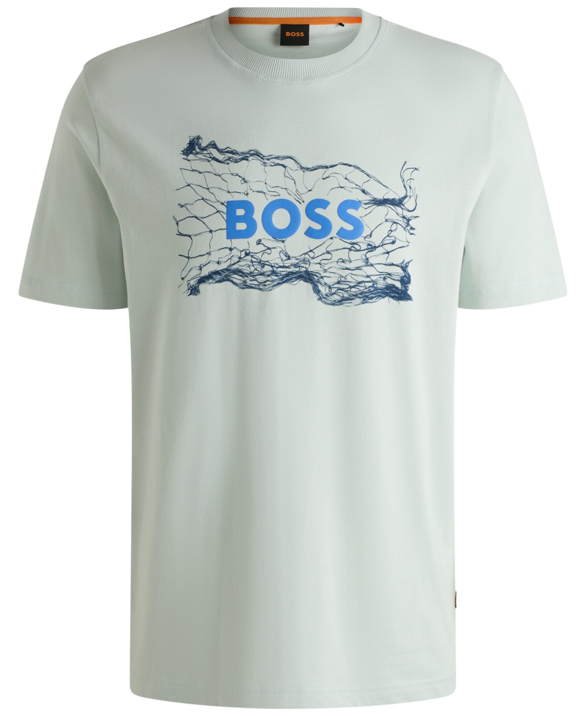 Hugo Boss Cotton-jersey T-shirt With Logo Artwork In Open Blue