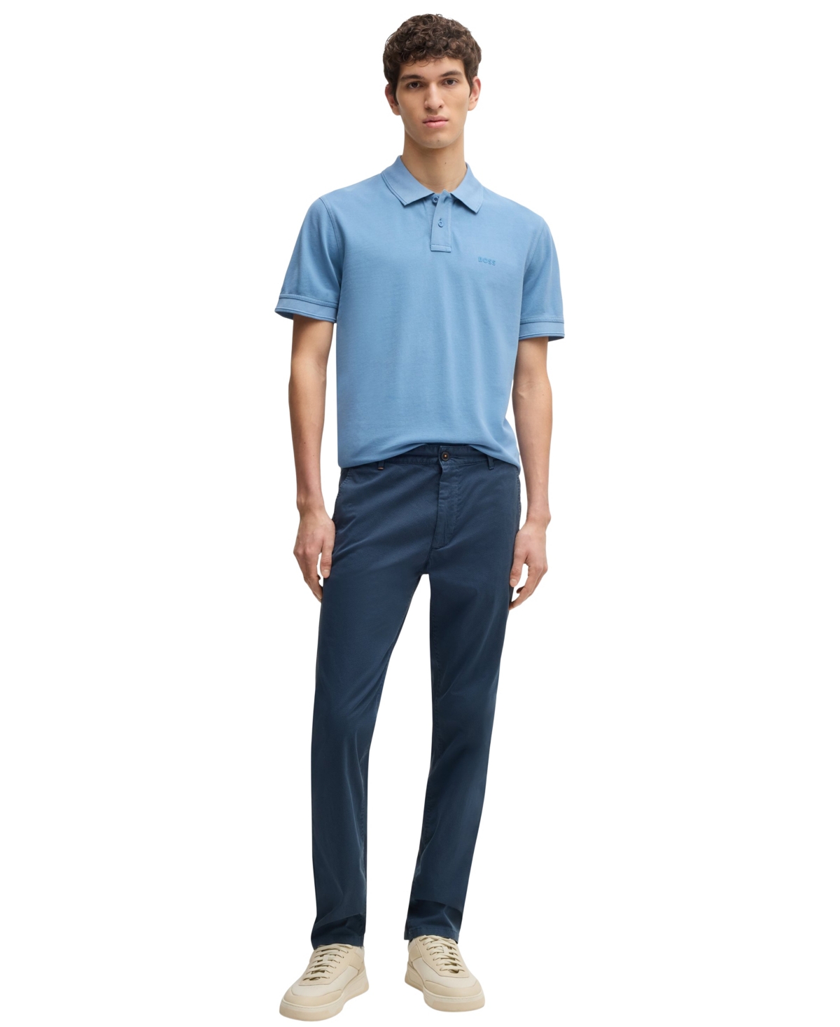 Hugo Boss Boss By  Men's Micro-printed Stretch Cotton Slim-fit Trouser Pants In Open Blue