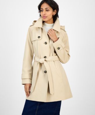 London Fog - Women's Hooded Belted Zip-Front Raincoat