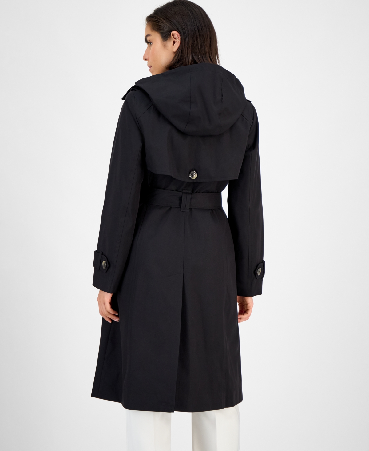 London Fog Women's Double-breasted Belted Trench Coat In Black