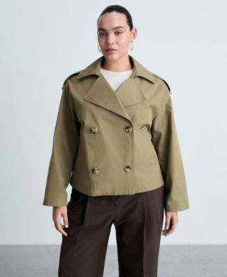 Women's Double-Breasted Cropped Trench Jacket
