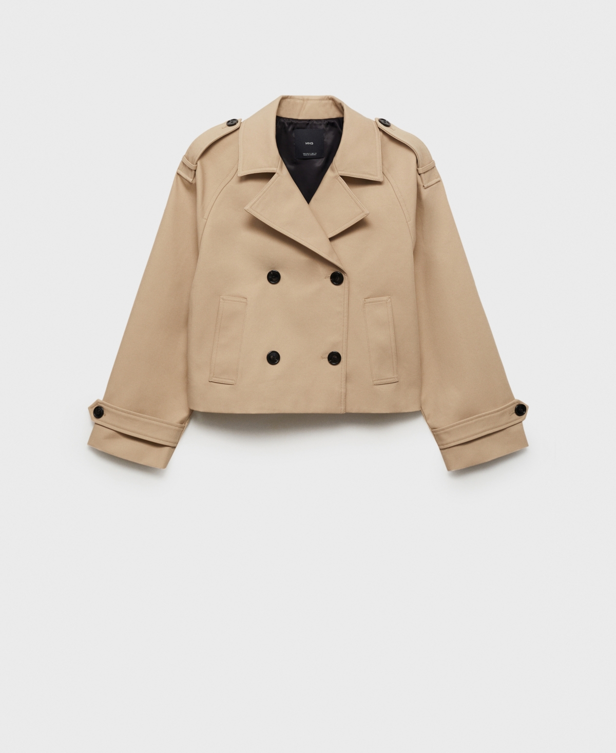Mango Double Breasted Jacket In Medium Brown