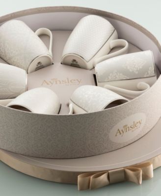 Silver Brocade Mugs, Set of 6