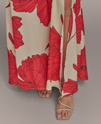 Women's Printed Cowl-Neck Gown