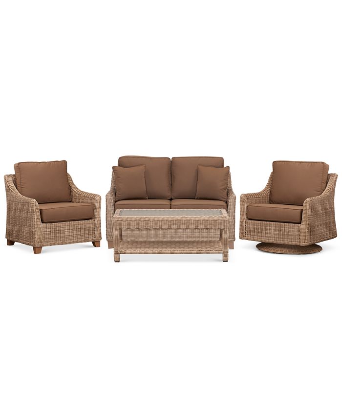 Furniture Willough Outdoor 3Pc. Set (1 Loveseat, 1 Club Chair & 1 Swivel Glider), Created for