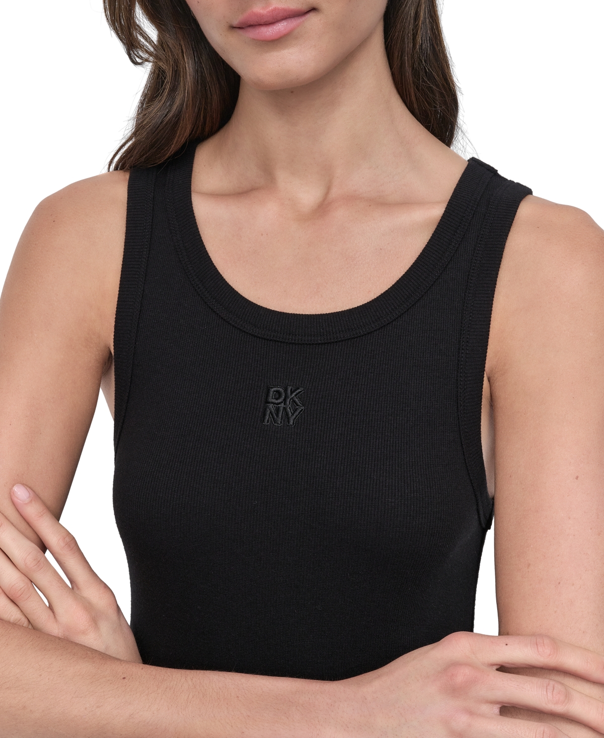 DKNY JEANS WOMEN'S MIXED-MEDIA TANK DRESS 