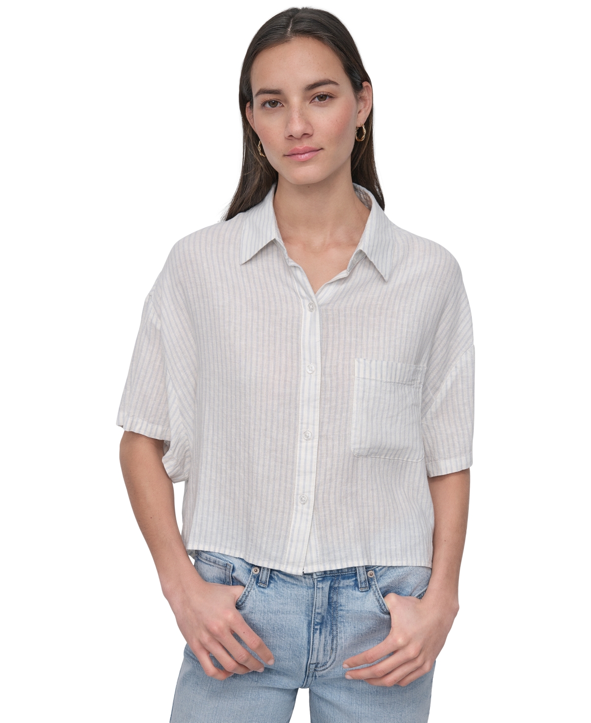 Dkny Jeans Women's Oversized Cropped Shirt