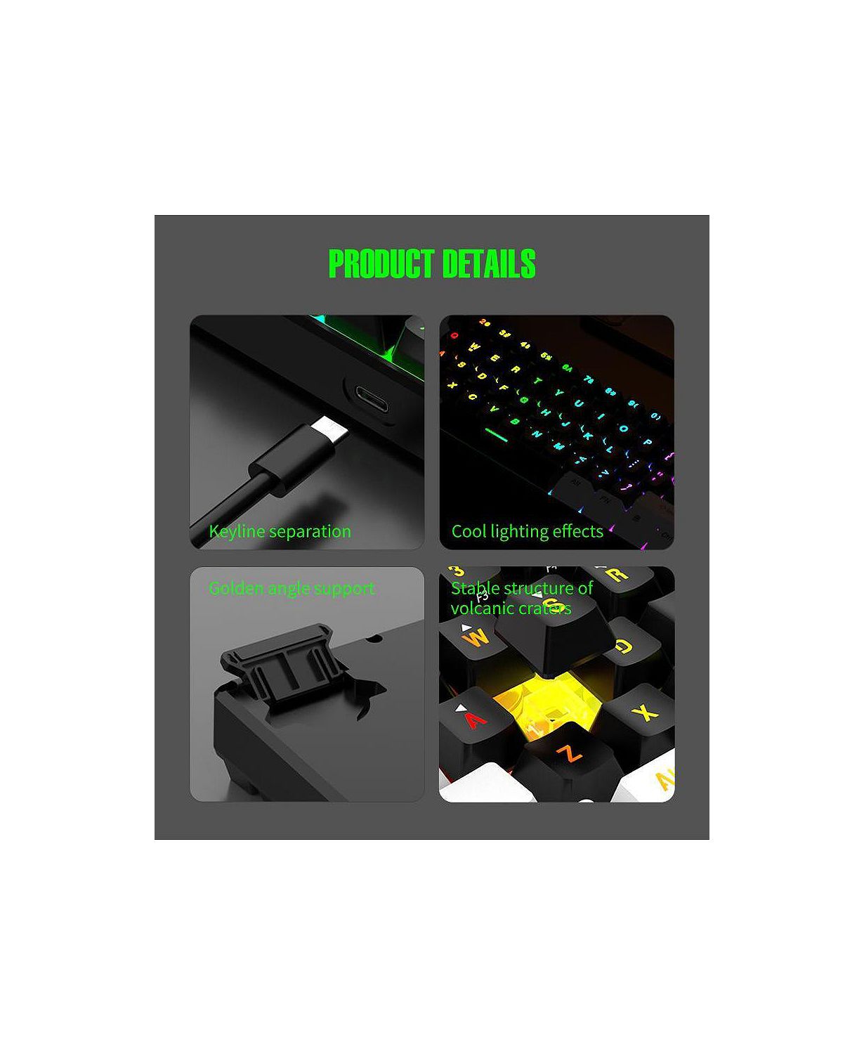 60% wired Gaming keyboard, RGB backlit ultra-small keyboard, waterproof portable, computer/MAC game keyboard (Black)