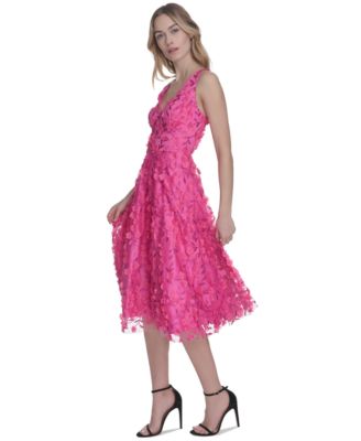 3D-Floral Fit & Flare Midi Dress 