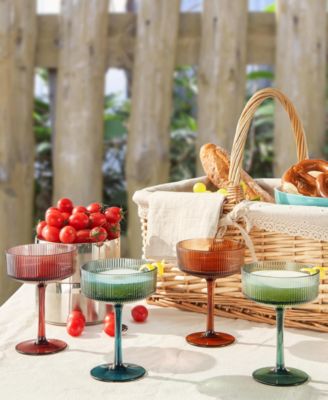 Khen Art Deco Shatterproof Coupe Glasses, Set of 4