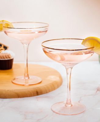 Gilded Rim Coupe Glasses, Set of 2