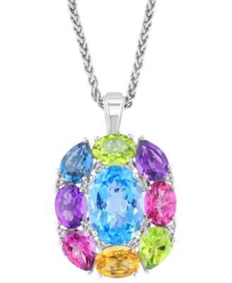 EFFY Collection - Multi-Gemstone 18" Pendant Necklace (17-3/4 ct. t.w.) in Sterling Silver