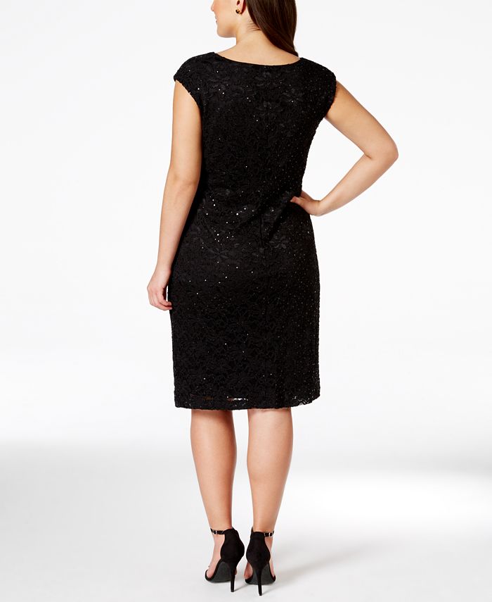 Connected Plus Size Cap-Sleeve Sequin Lace Dress - Macy's