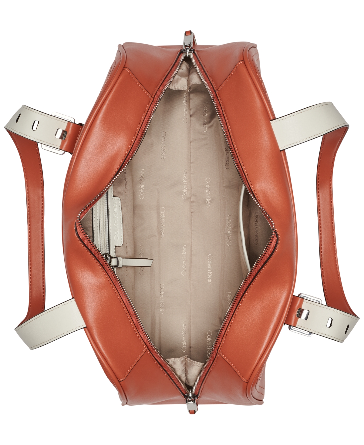 Calvin Klein Lowen Satchel Bag In Chili Spice,cherub White