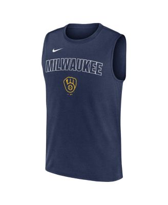 Men's Navy Milwaukee Brewers Knockout Performance Muscle Tank Top