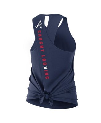 Women's Navy Atlanta Braves Crisscross Performance Tank Top