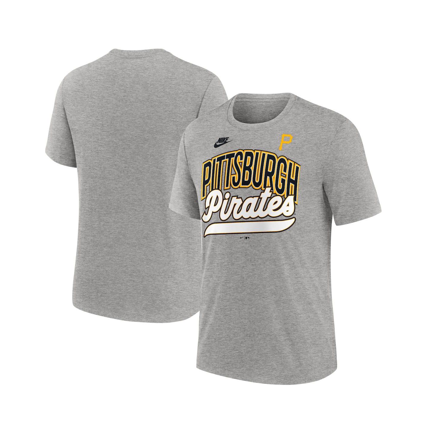 Мужская футболка Nike Heather Gray Pittsburgh Pirates Cooperstown Collection Retro Tri-Blend — фото 1