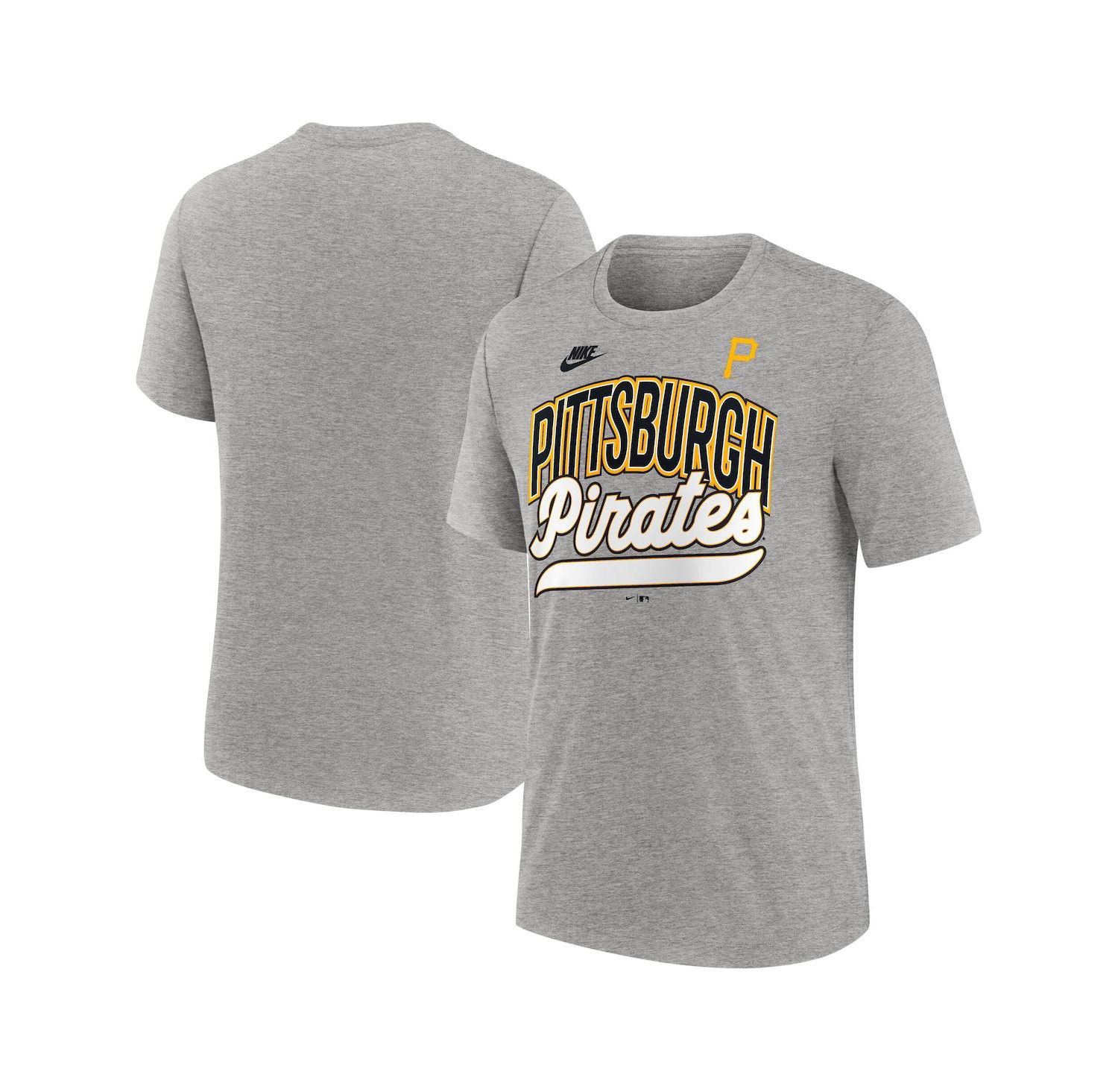 Men's Heather Gray Pittsburgh Pirates Cooperstown Collection Retro Tri-Blend T-Shirt