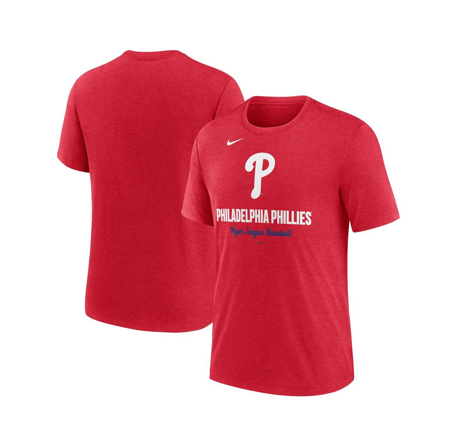Men's Heather Red Philadelphia Phillies Logo Tri-Blend T-Shirt